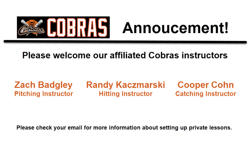Welcome Cobras Instructors!
